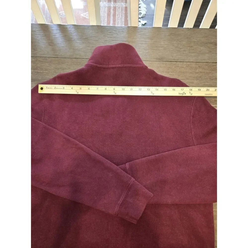 Polo Ralph Lauren Burgundy 1/4 Zip Mock Neck Cotton Knit Sweater Men's Size L